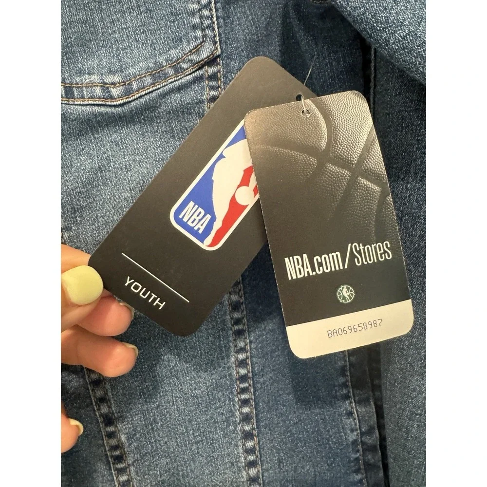 NBA Portland Trail Blazers Youth Denim Jacket Sz L 14 B Embroidered Trucker NWT